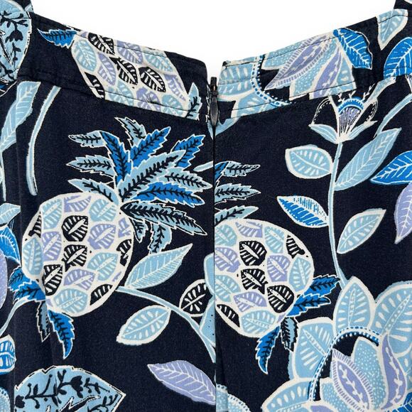 Ann Taylor Loft Jumpsuit Size 8 Blue Floral Print Square Neck Boho Casual Rayon - Picture 12 of 16